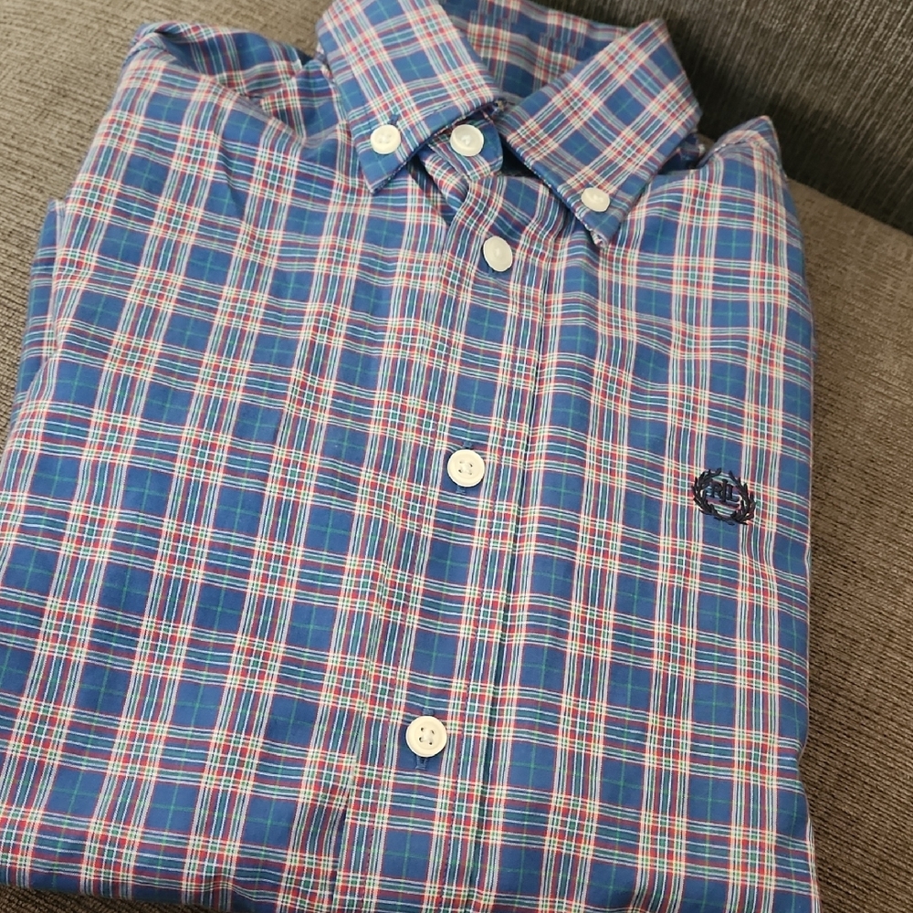 Lauren Ralph Lauren Boys Classic Blue and Red Plaid Button-Down Shirt Size 8